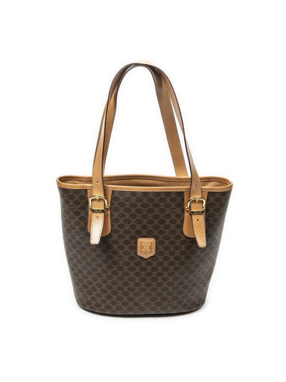 Celine Vintage Bucket Tote Brown Macadam Canvas - Picture 1 of 10